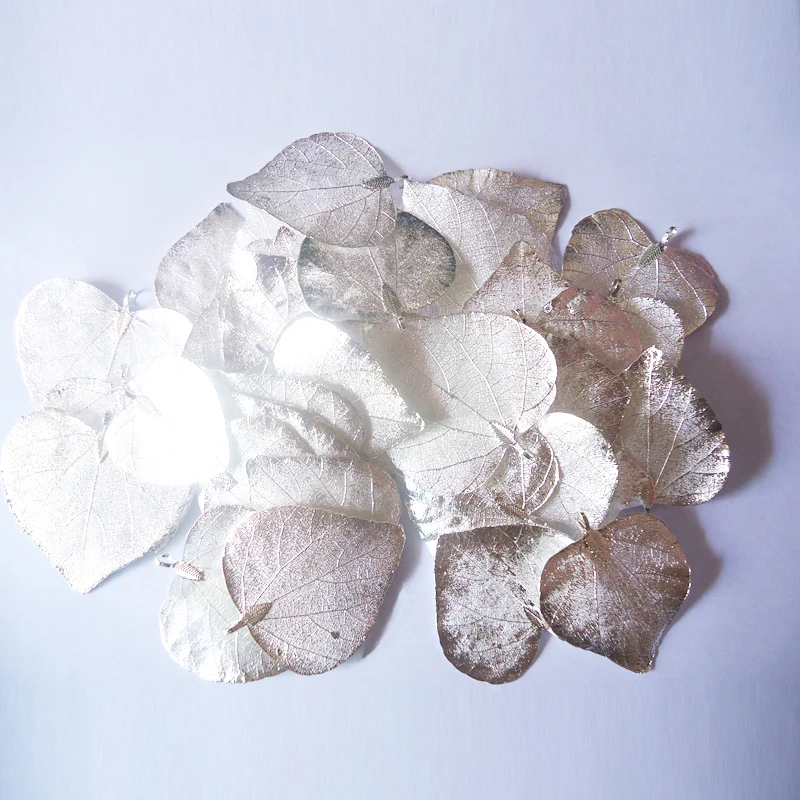 LOVBEAFAS Wholesale 50/lot Fashion Jewelry Gold Silver Color Bijoux Natural Real Leaf DIY Necklace Pendant Women Accessories