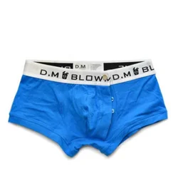 Men's Low Rise Sexy Underwear Boxer Business Button Design Boyshort Fashion Soft  Cotton Letters Panties