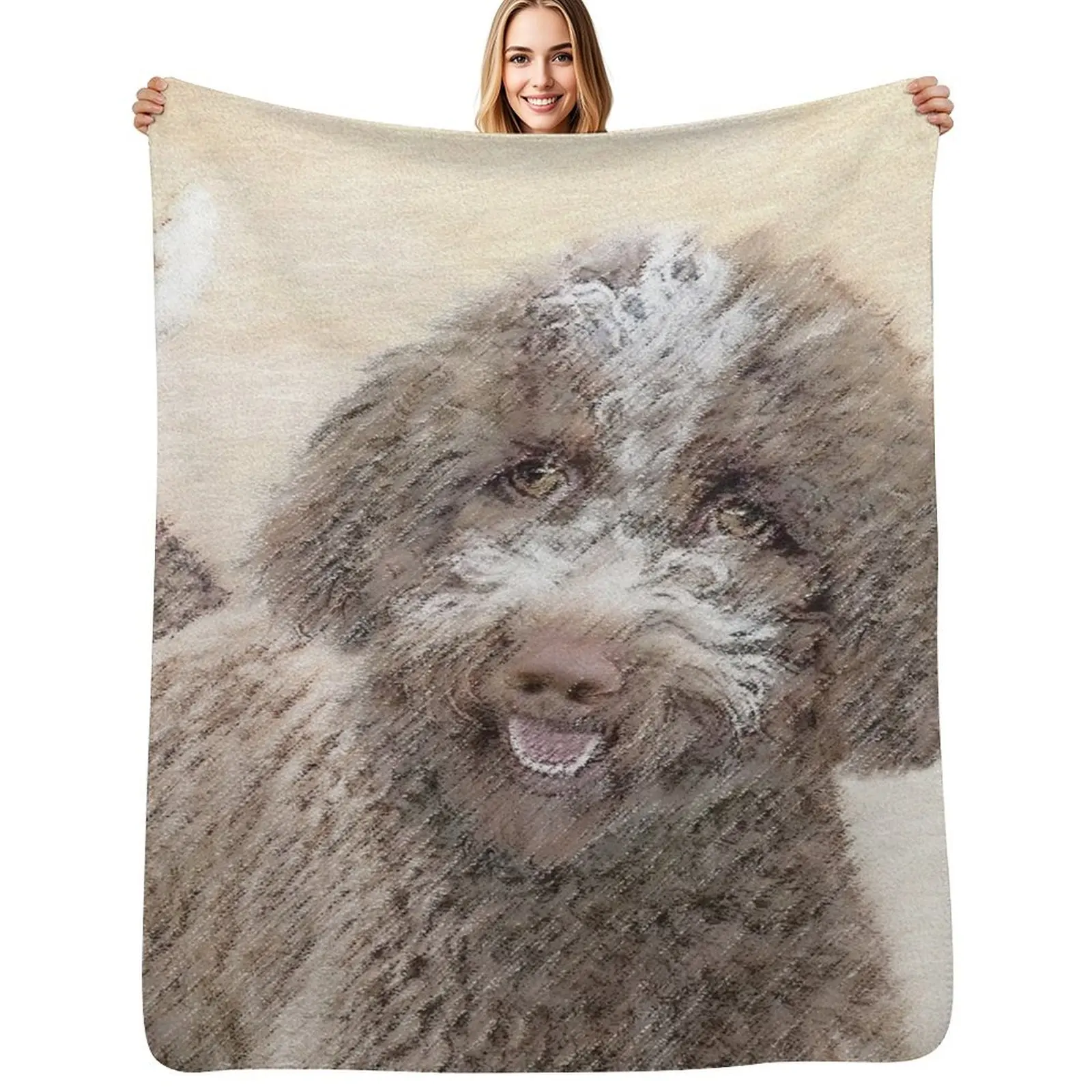 

Lagotto Romagnolo Painting - Cute Original Dog Art Throw Blanket Extra Large Throw wednesday Thermal heavy to sleep Blankets