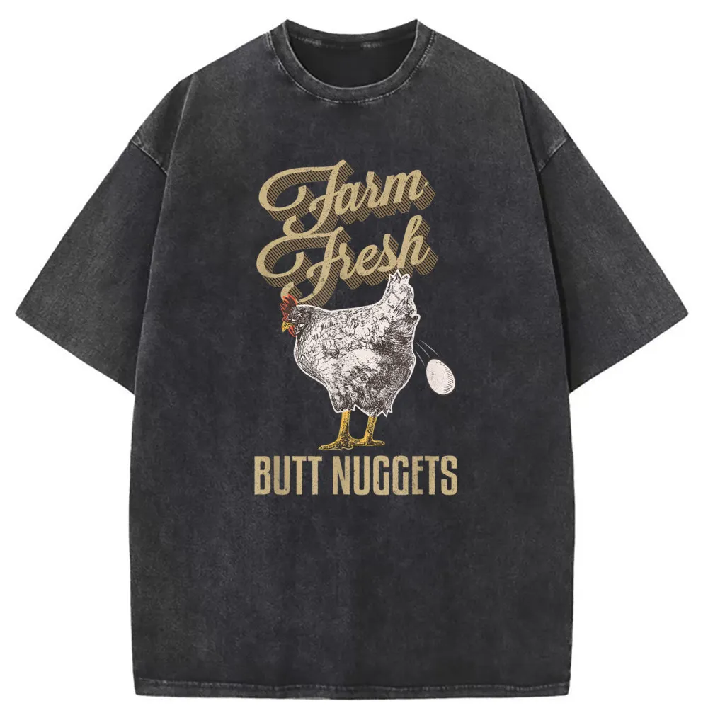 Farm Fresh Butt Nuggets Men Retro T-shirts Cotton Long Sleeve Tshirts Man Christmas Day 2023 Hot Sale New Arrivals Sweatshirts