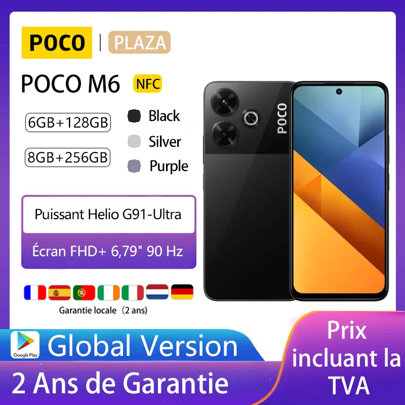 POCO M6 Smart Phones,NFC,Helio G91-Ultra,108 MP Camera,33W Charging,5030mAh,90Hz,Global Version