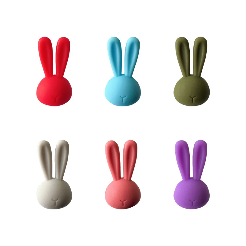 /KQM/Cartoon 3D Rabbit Ear Wine Glass Marker Glass High Legged Glass Recognizer Red Wine Champagne Glass Discriminator 6Pcs