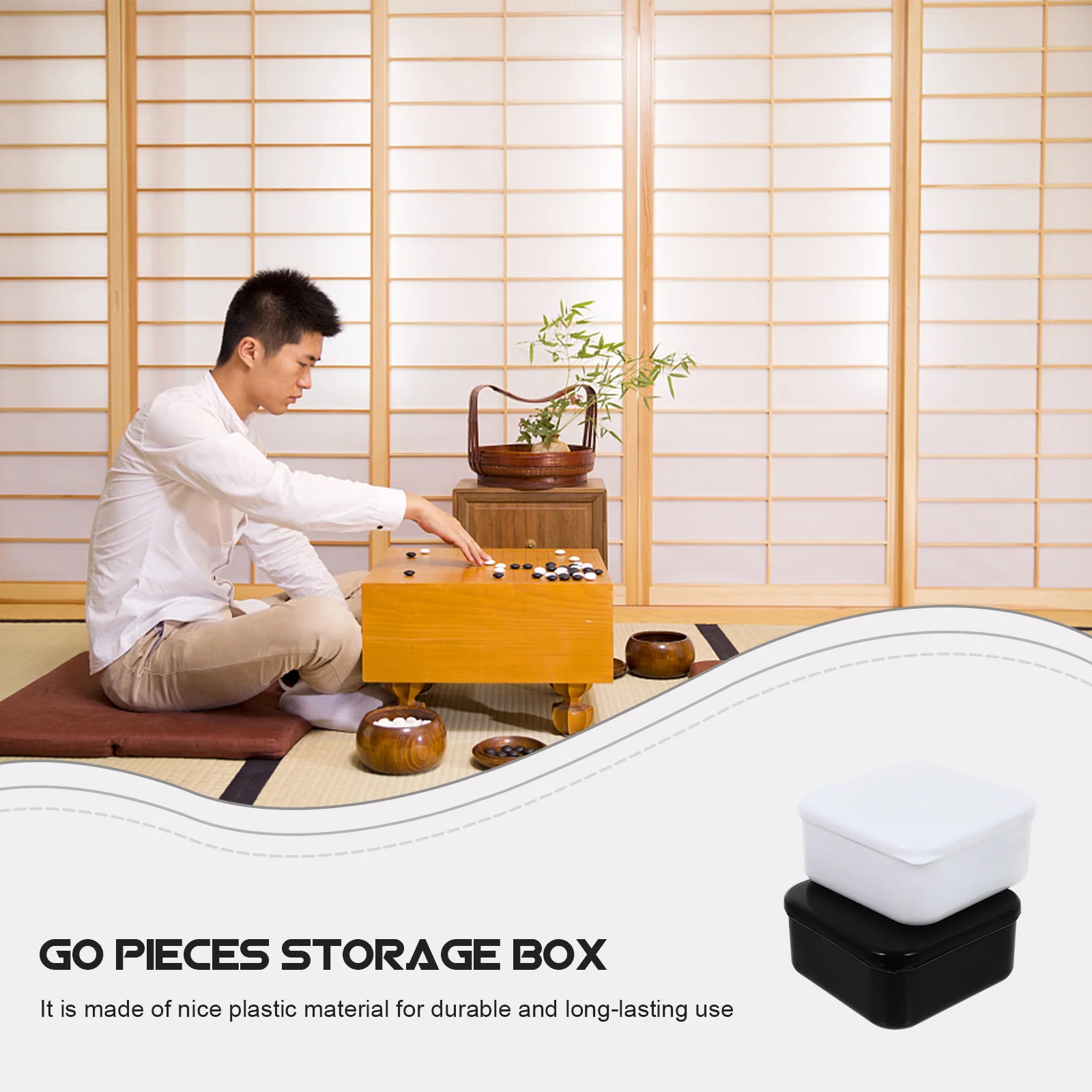 

2Pcs Go Chess Piece Storage Boxes Sturdy Plastic Containers Practical Organizer for Chess Game Supplies Chic Storage Case