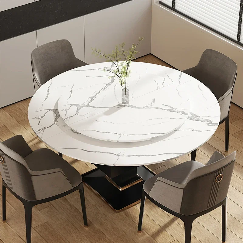 Round table electric dining table, turntable, dining table, customized rotating and foldable openings