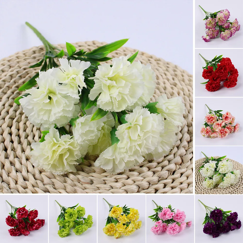 1 Blumenstrauß Nelke, UV-beständig, kein Verblassen im Freien, künstliche Blume, ewige Blumen aus Nelkenseide für Zuhause, Party, Hochzeit, Dekoration – Detail 2