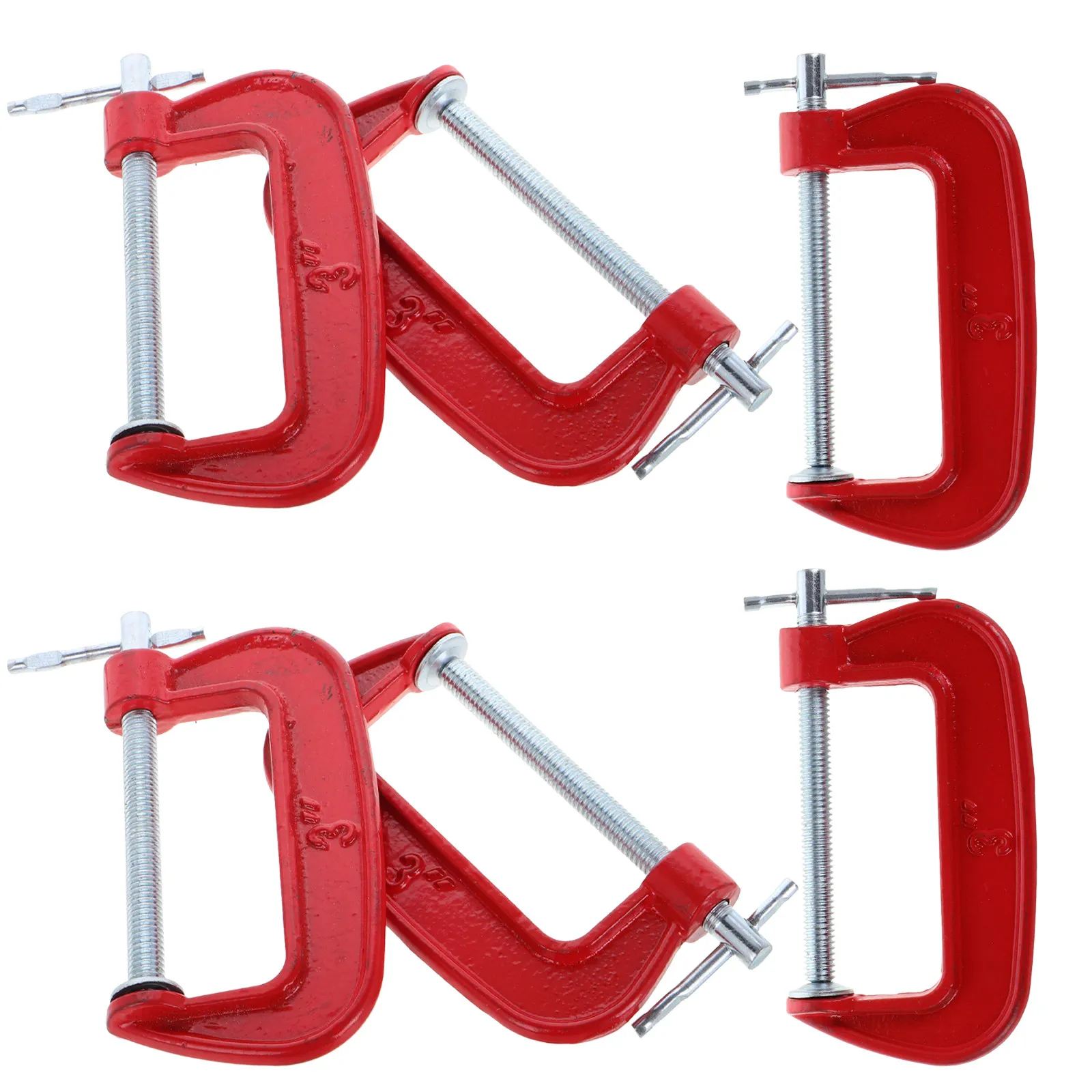 6Pcs Metal G Clamps Heavy Duty C Clamps 3 Inch 77mm Jaw Opening Red Clamp Set Woodworking Welding Assembly Tools