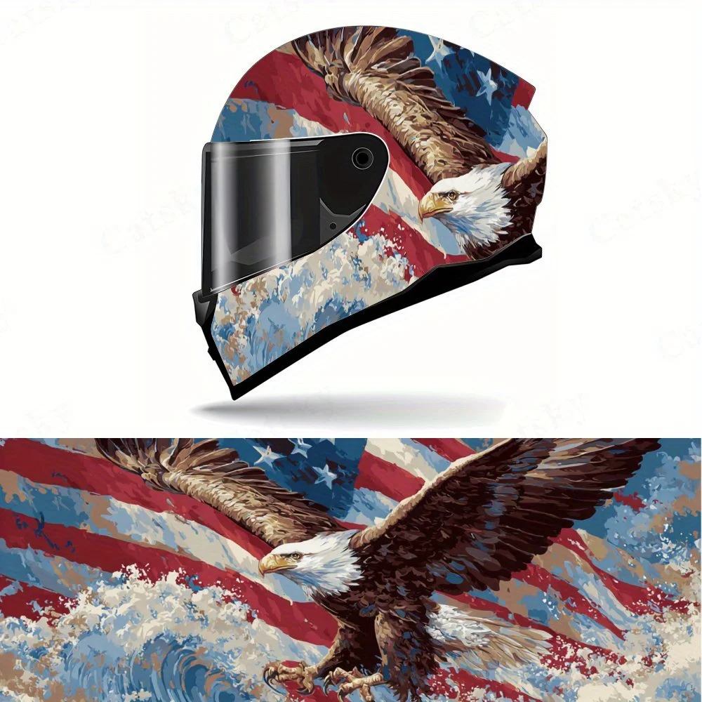 

Artistic cultural symbolic American eagle Full helmet Wrap Sticker Motorcycle helmet Racing graphic Decal Vinyl wrap helmet deca