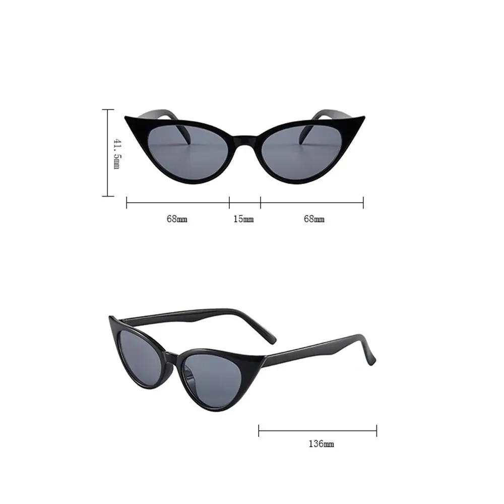 نظارات شمسية كلاسيكية بإطار صغير على شكل عين القطة ملونة للأشعة فوق البنفسجية 375 حماية من الشمس نظارات شمسية 90s للنساء