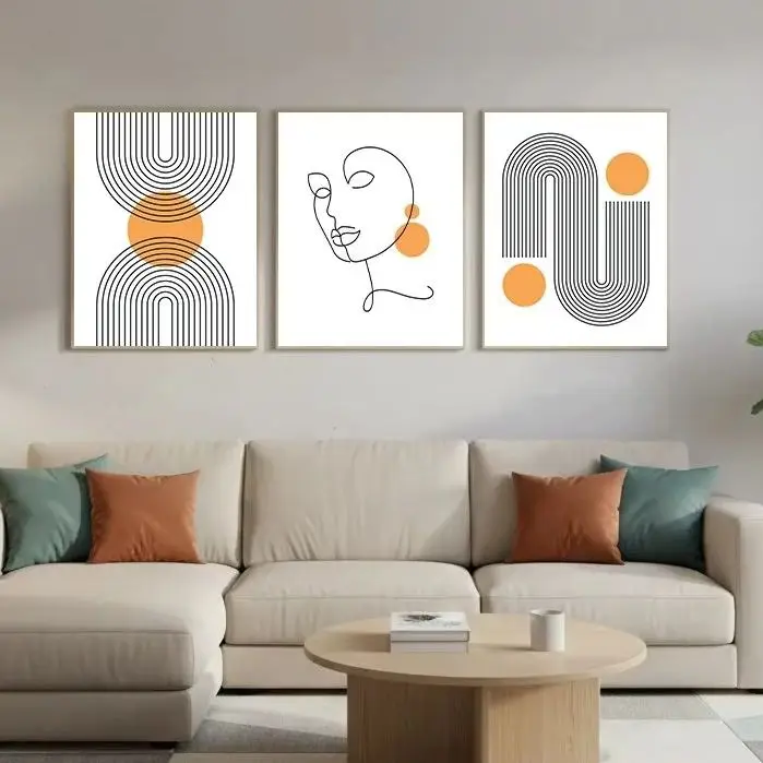 

Abstract Wall Art Fashion Woman Geometric Line Art Canvas Painting Modern Style Poster Print for Living Room Bedroom Wall Decor