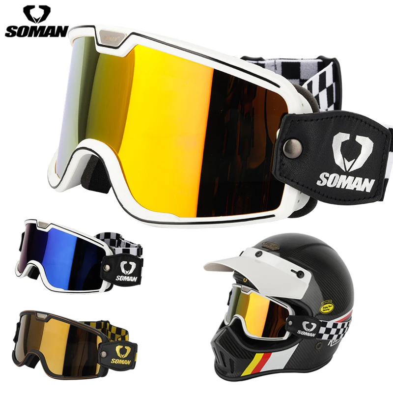 Retro Motocross Goggle Men Outside Riding Cycle Off Road Downhill Dirt Bike Soman T5