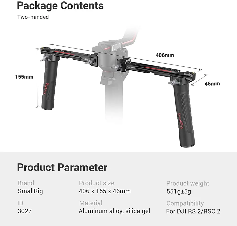 SmallRig 調整可能なデュアルハンドグリップ DJI RS 2 /RSC 2 / RS 3