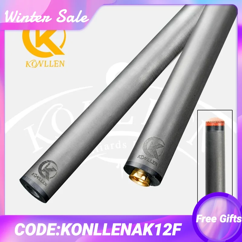 KONLLEN Pool Cue Stick Carbon Fiber Shaft with 3/8*8 Joint Pin low deflection for 12.5/12.9mm professional billiards Cue