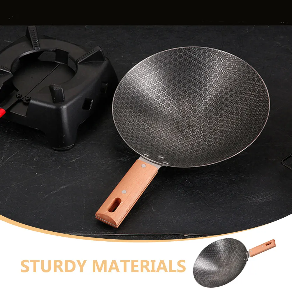 

Outdoor Wok Pan Gas Stove Round Bottom Kitchen Cookware Accessories Grey Frying Non Stick Camping Iron Small Wok Stir Fry