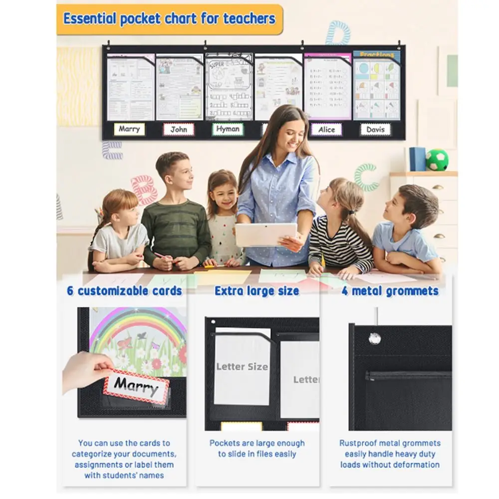 

Прочная горизонтальная настенная карта-органайзер с карманами, многоразовая, с этикетками и 4 отверстиями для крючков, долговечная