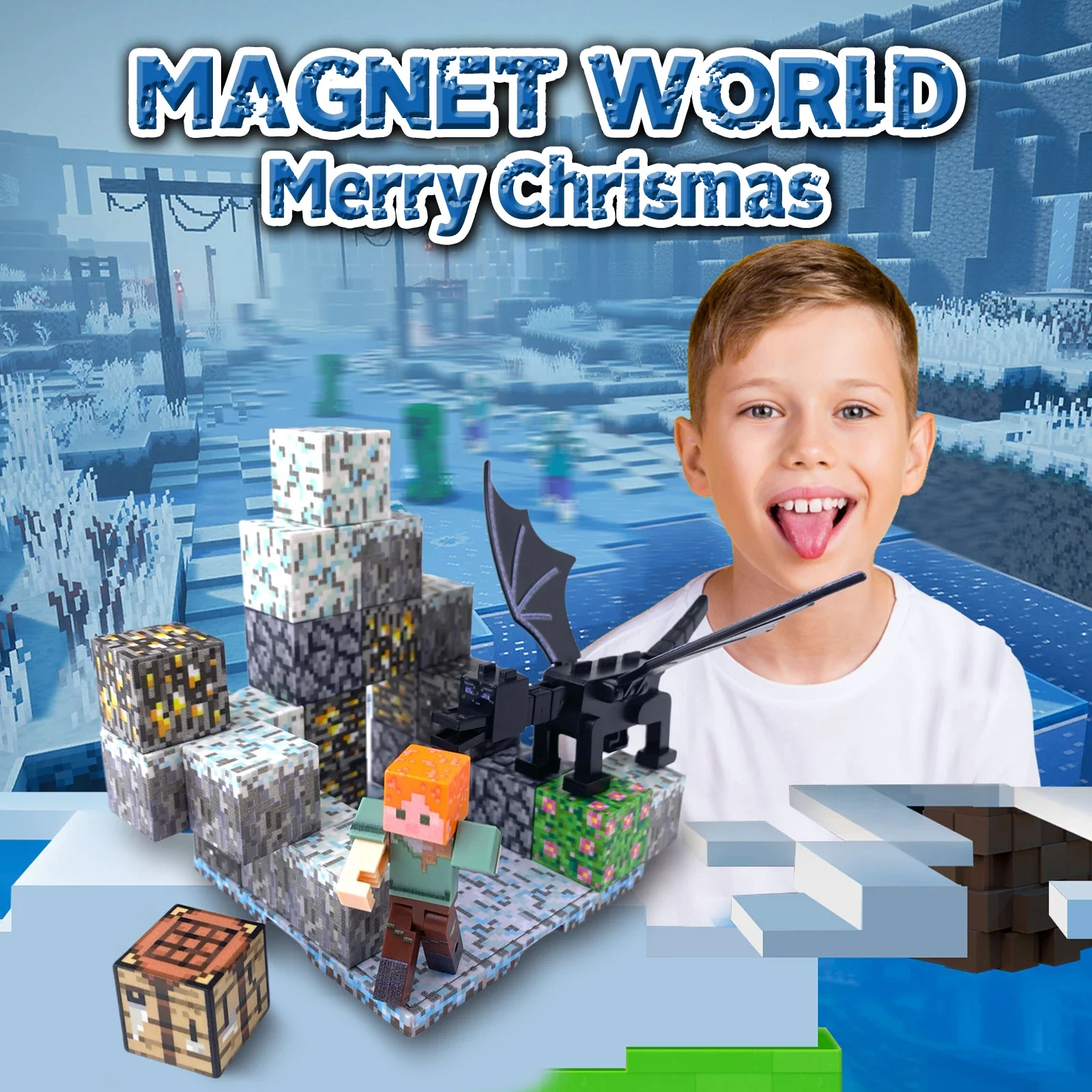 Magnetic Building Blocks Toys For Kids Magnets Bricks Ice Snow World Assembly Toys Gift Construction Cubes Build Blocks Toy Sets