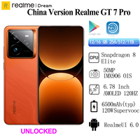 China Version Realme GT 7 Pro 50MP  IMX906  OIS 6500mAh 120W Supervooc Snapdragon 8 Elite 6.78 Inch AMOLED 120Hz  IP68 69 NFC