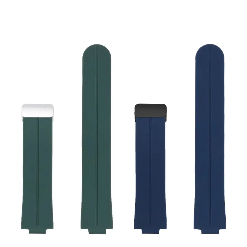 Silicone rubber watch strap for CASIO EFR-S108 Convex joint black light dark green blue watchband silver Magnetic folding buckle