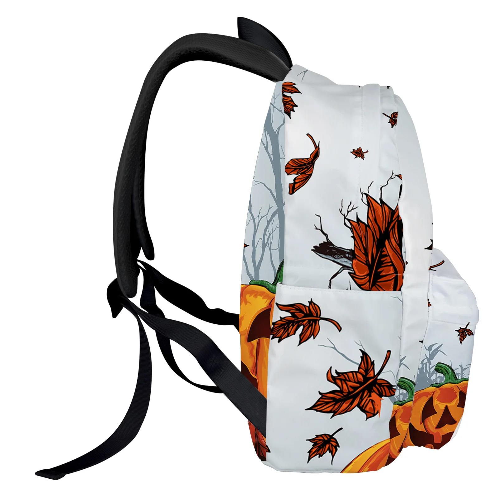 Halloween Pumpkin Leaves Dead Branch Backpack School Bags for Teenagers Girls Students Laptop Bag Women's Casual Travel Backpack