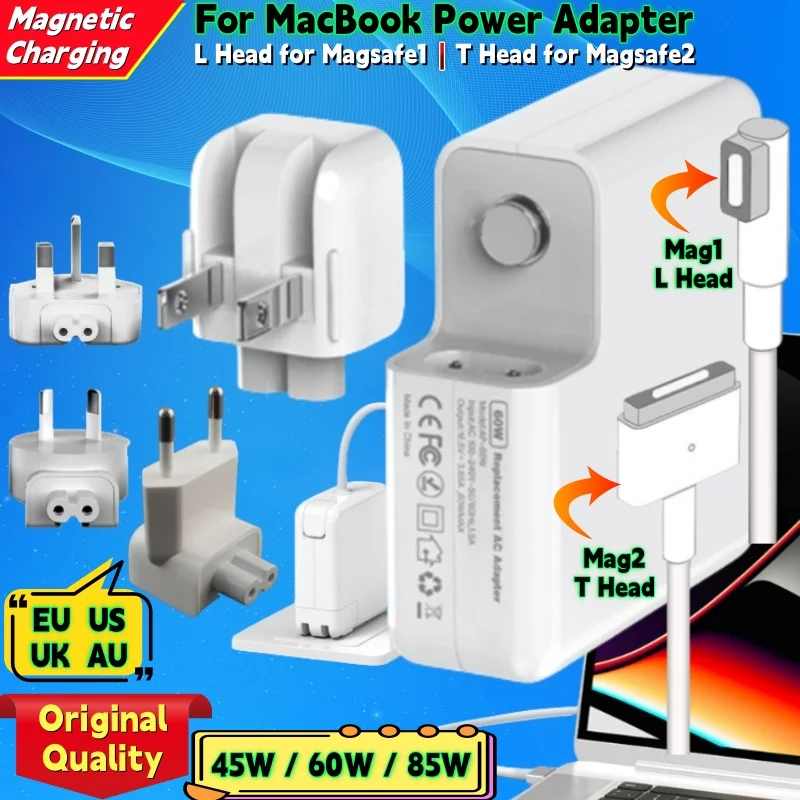 

Magnetic Charging 45W 60W 85W for MacBook Magsafe1/2 L/T Head for Mac Air/Pro A1278 MA463 A1465 MC975 Power Adapter Fast Charger