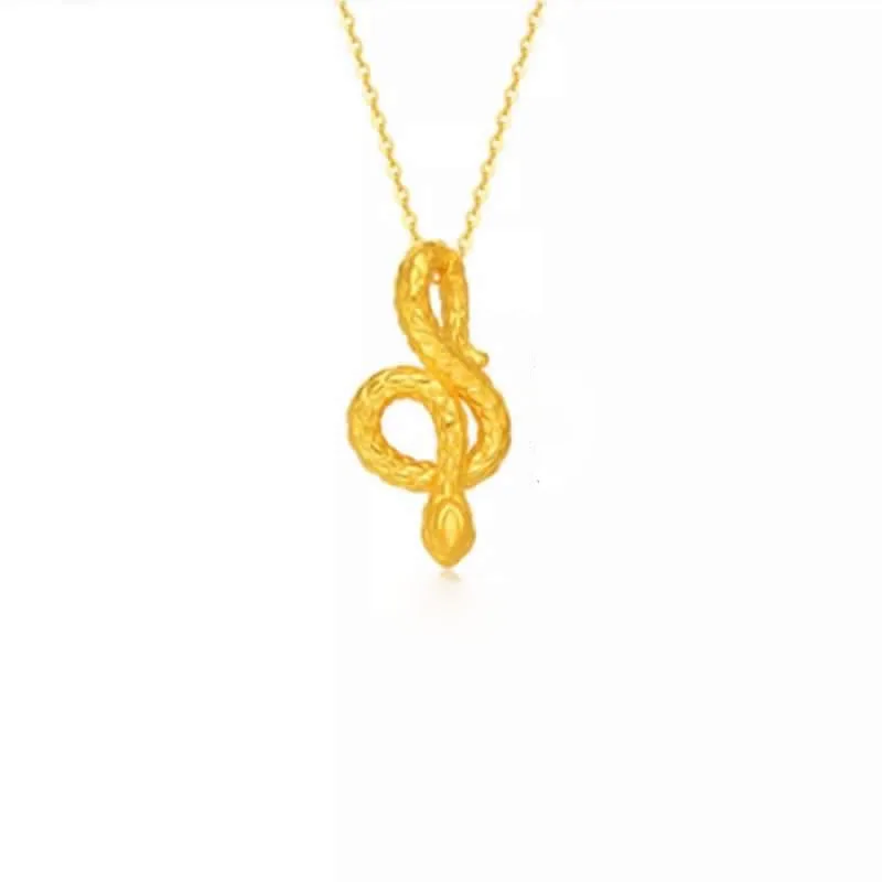 New 24K Yellow Gold Pendant Women 999 Gold Snake Pendant