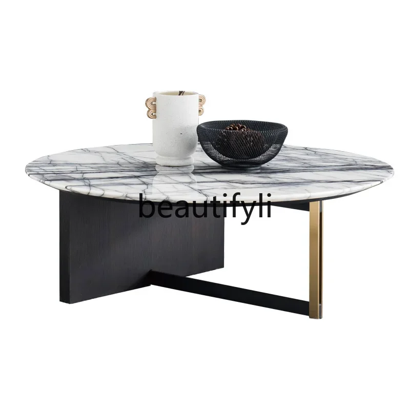 

ls 42Italian minimalist round combination coffee table side table modern light luxury marble small corner table