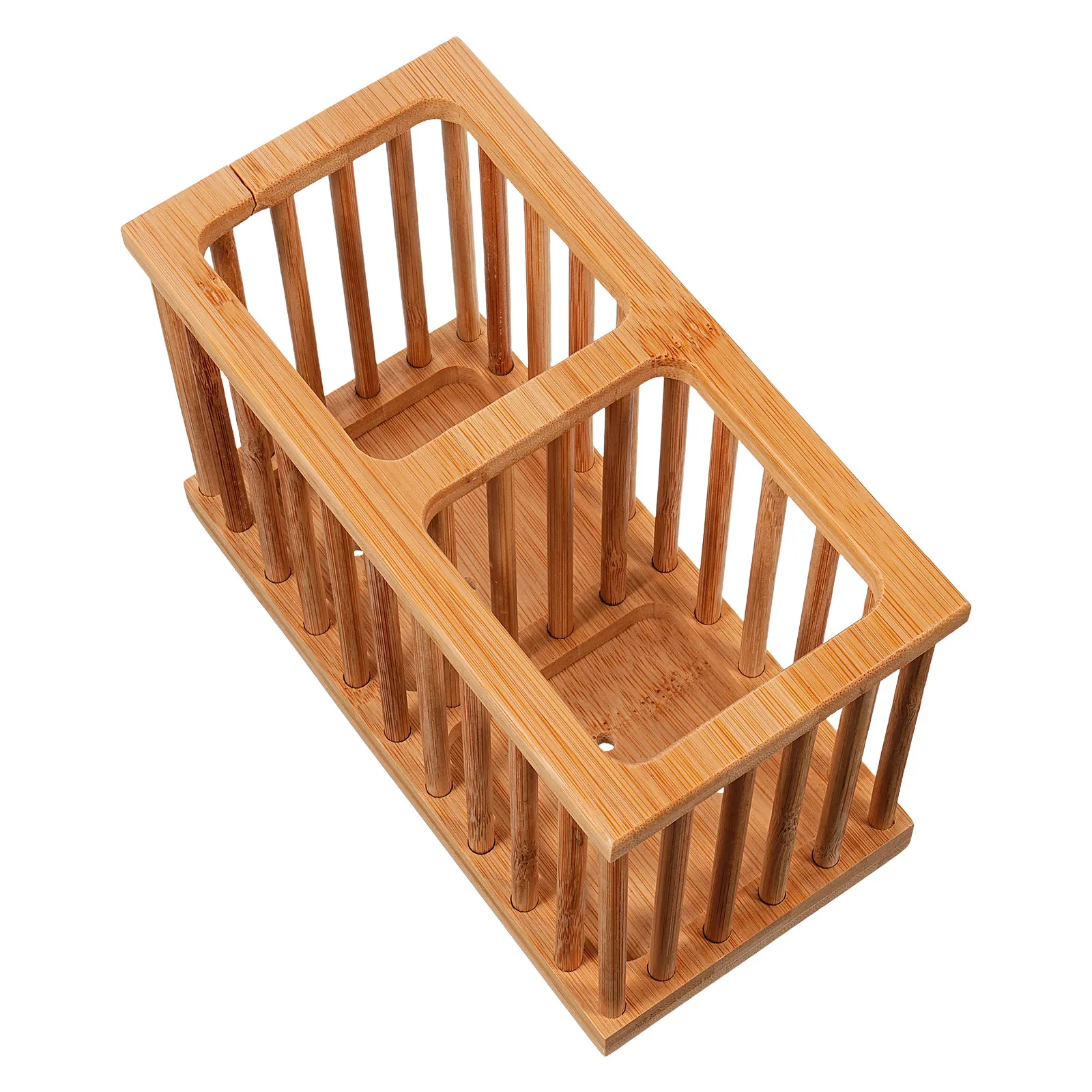 

Bamboo Hollow-Cutlery Holder Ventilated Utensil Organizer Drying Basket Kitchen Flatware Storage for Countertop Dining