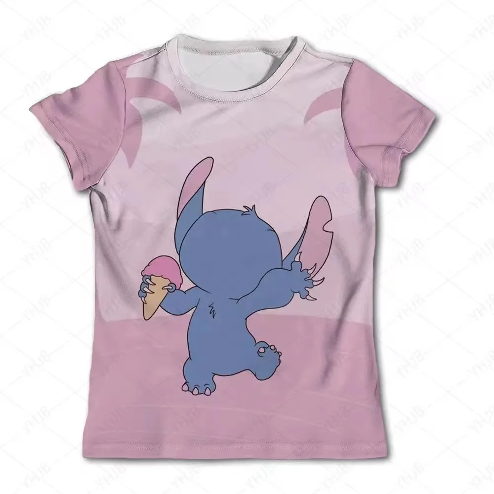

2024 Summer New Style Lilo And Stitch Co-branded T-shirt Children's Short-Sleeved Stitch Same Style Clothes For Men And Women