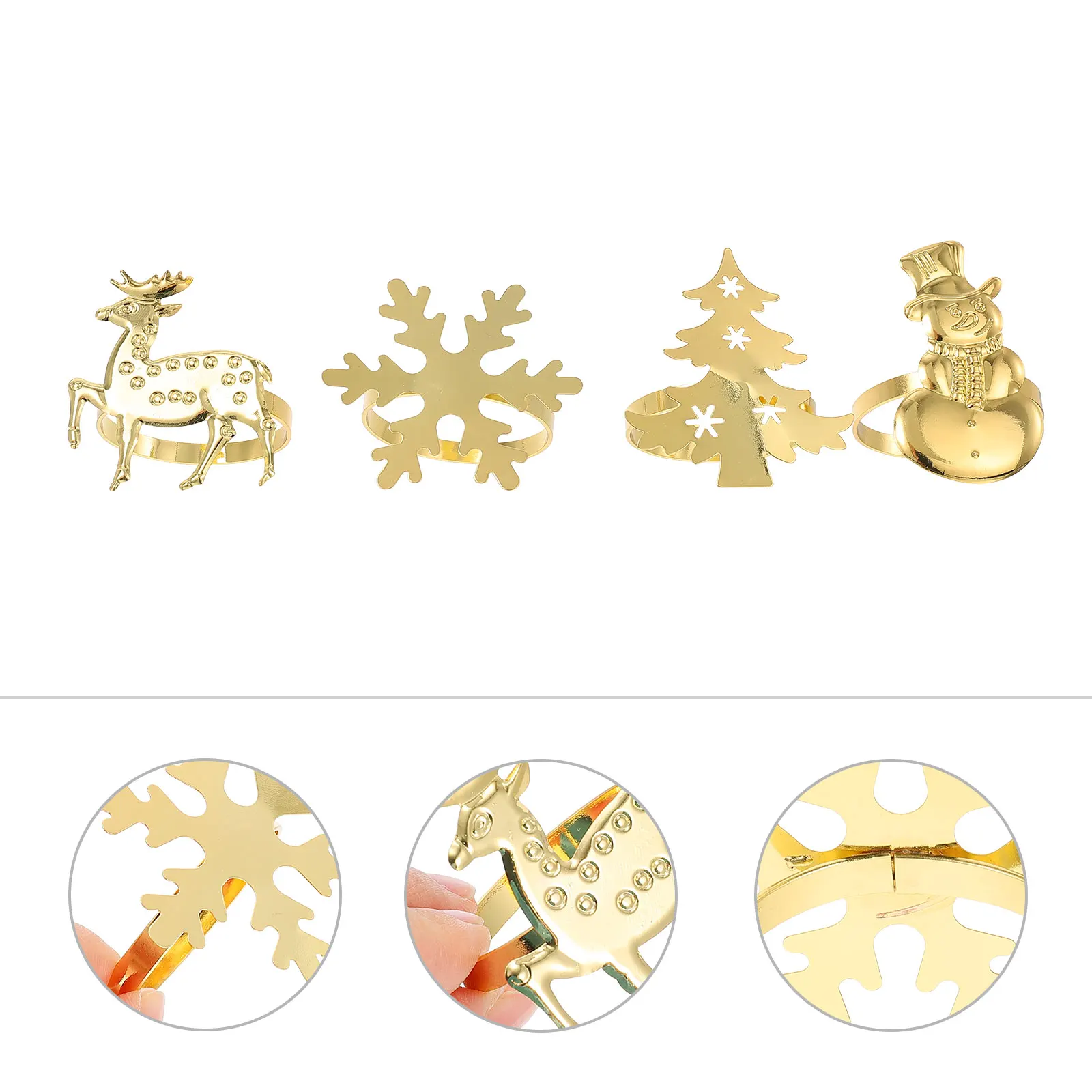 

4 Pcs Napkin Button Set Buckles Rings Xmas Home Decor Dining Table Decors Supplies Linen Napkins