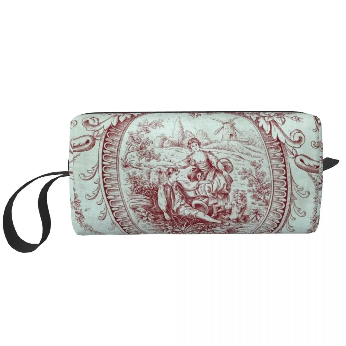 Cute Vintage French Romantic Toile De Jouy Travel Toiletry Bag for Women Makeup Cosmetic Bag Beauty Storage Dopp Kit