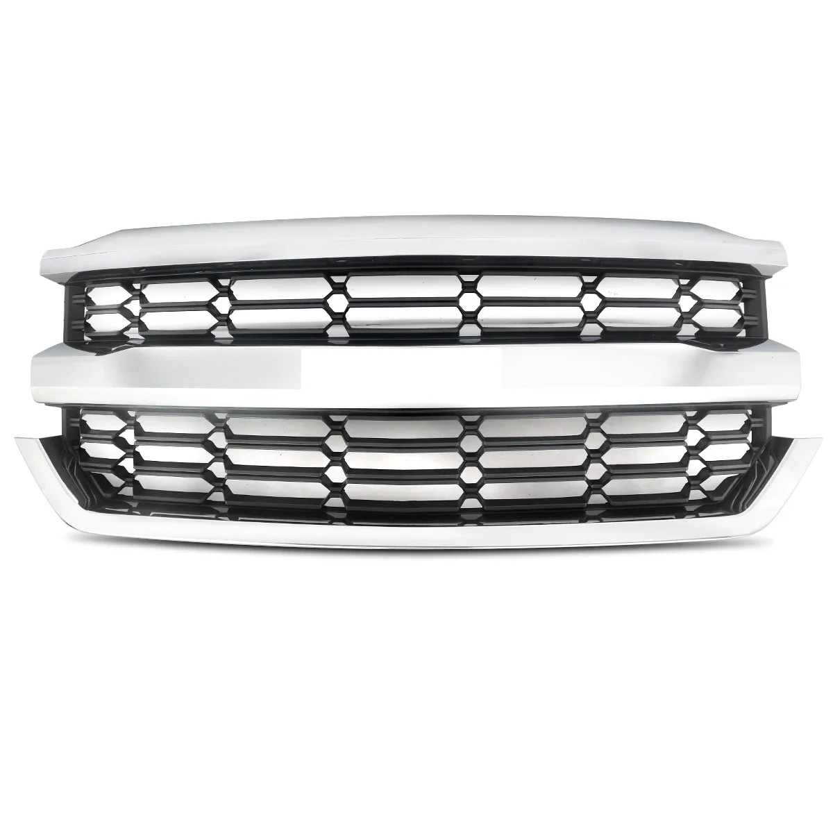 Front Upper Grill Chrome For Chevrolet Silverado 1500 Grill 2016 2017 2018 Front Bumper Grille Honeycomb Chrome Mesh Grille