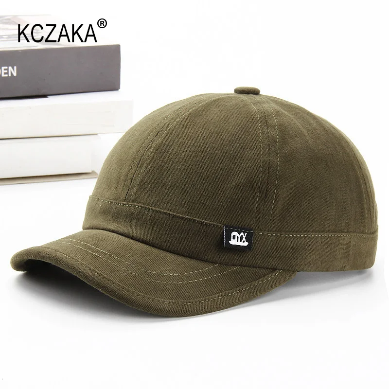 5cm Short Brim Baseball Cap for Men Casual Soft Top 6 Panels Cotton Snapback Caps for Women Solid Short Billed Umpire Dad Hats