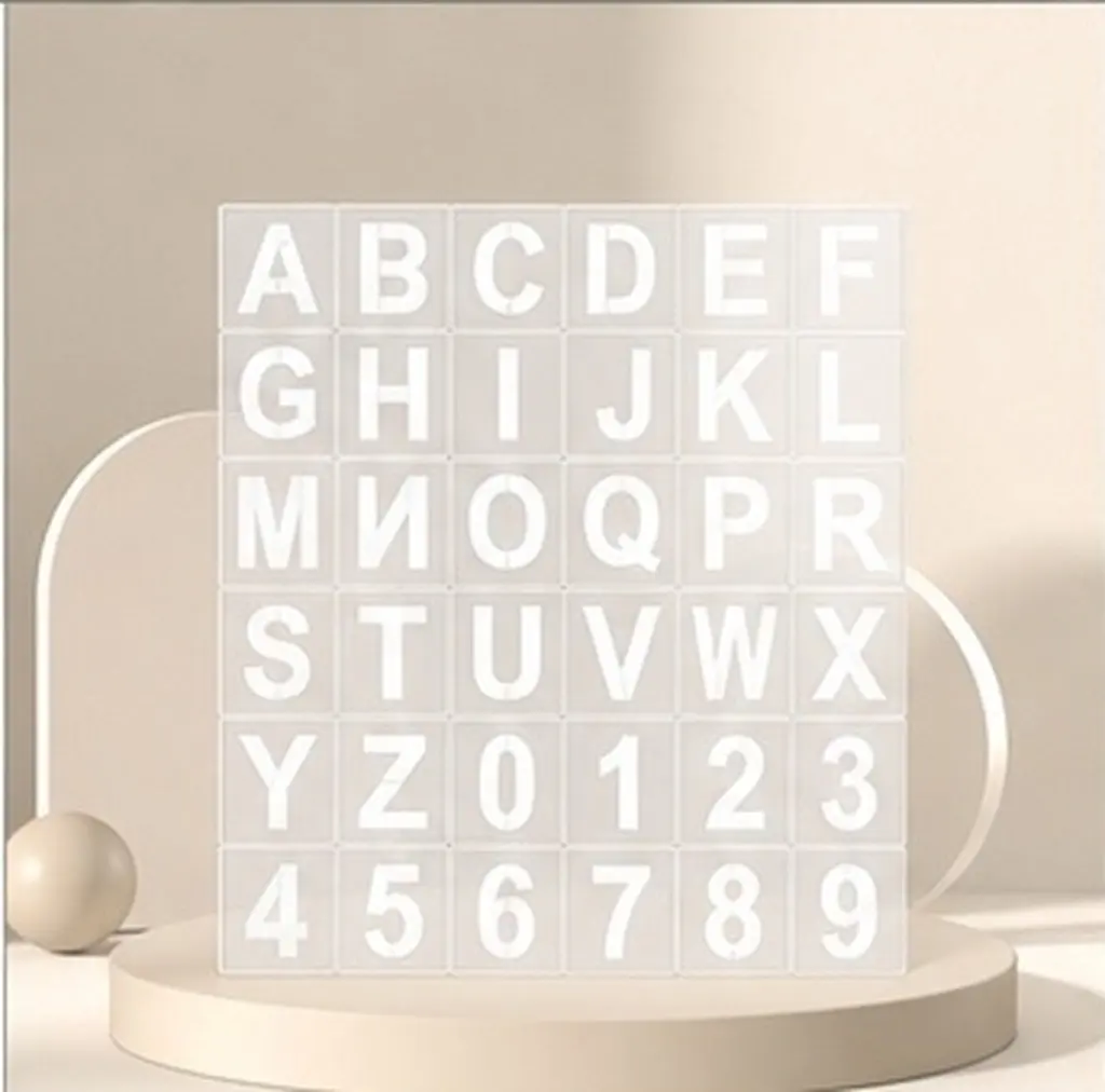36Pcs Household Plastic Letter Stencils Washable Reusable Painting Templates for DIY Wall Wood Fabric Spray Paint Craft Supplies