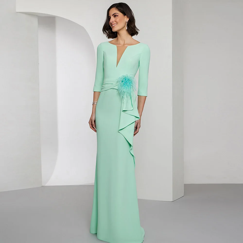 Elegant Mother Of The Bride Dresses 2026 Feather Long Women's Wedding Party Attire V-neck Sexy Wedding Guest Dresses Custom