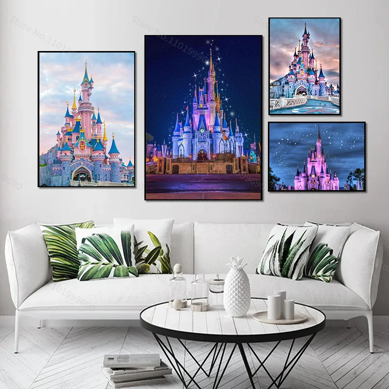 Disney Mickey Mouse Fireworks Castle Romantic Princess Decorative Painting Room Living Room Wall Decorative Print Clear Canvas