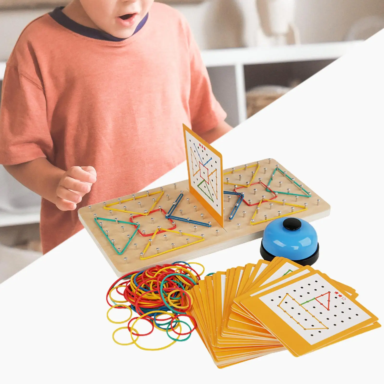 Geoboards z gumką Drewniane geoboardy Graficzna zabawka edukacyjna matematyczna dla dziewczynek