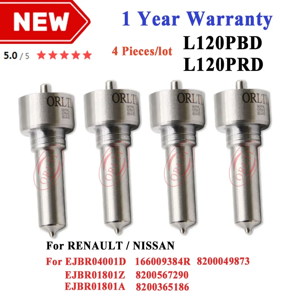 4 PCS New Diesel L120PBD Auto Fuel Common Rail Injector Nozzle L120PRD for NISSAN/RENAULT Car EJBR04001D EJBR01801A EJBR01801Z