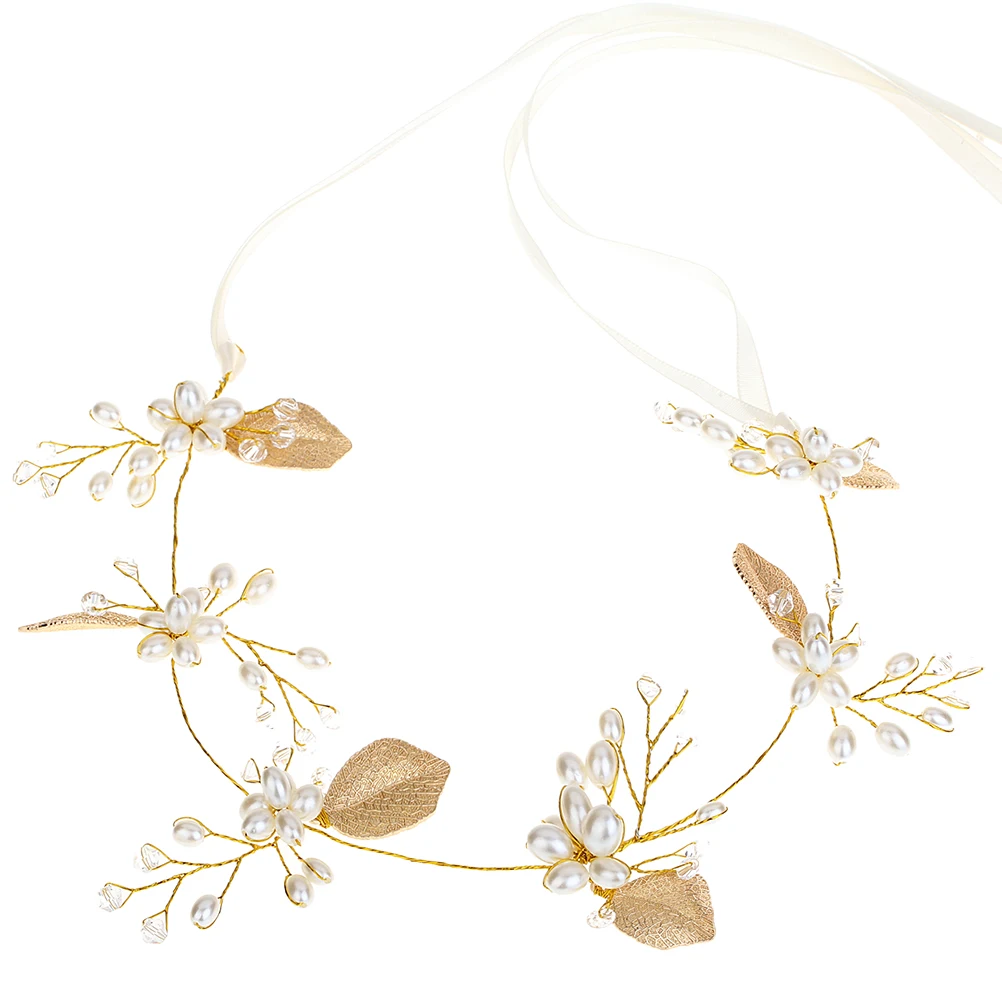 

Pearl Leaf Hair Band Bridal Headband Wedding Hairpiece Silver Gold Durable Safe Lightweight Easy to Carry Hair