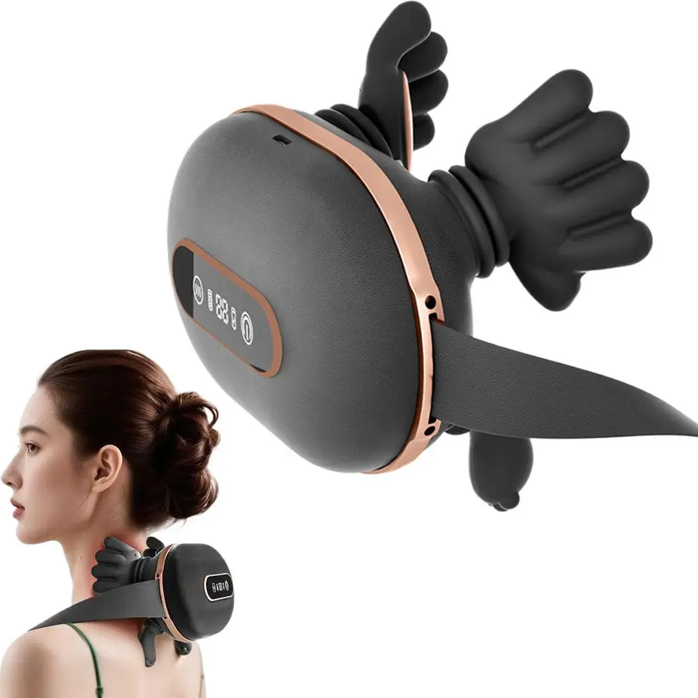 

4D массажер для шеи с настоящей имитацией рук, беспроводной портативный массаж шиацу для шеи, плеч, релаксации, функции с подогревом