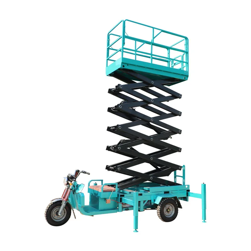Mobile scissor fork aerial work vehicle electric hydraulic three-wheel lift