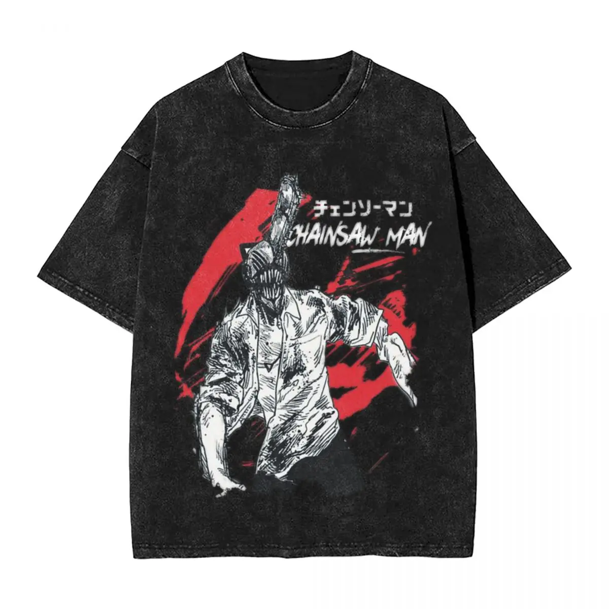 

Anime Chainsaw Man Acid woman Men Washed T-Shirt Hot stamping Print Tees,Harajuku Cotton Tshirt Men's Summer Short Sleeve Tees