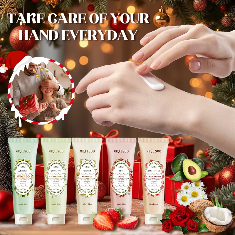 5pcs/box Christmas gift Fruit Rose Fragrance cream texture hand cream - Moisturizing Set Anti-cracking durable moisturizer