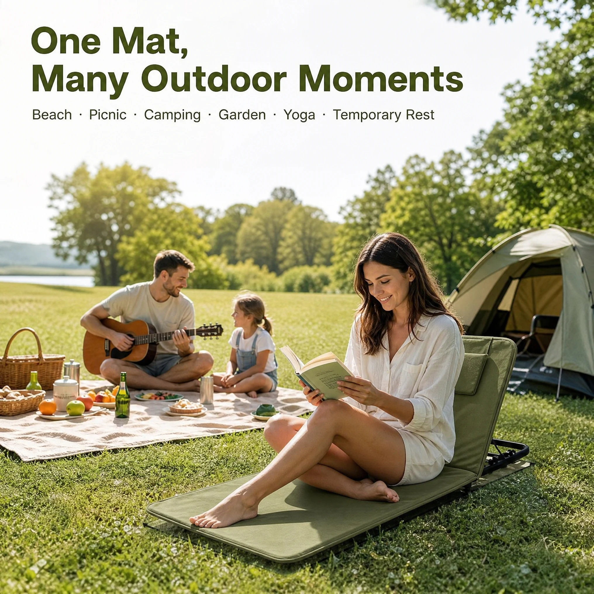 Adjustable Size Foldable Beach Mat Sandfree Waterproof Outdoor Picnic Mat Lightweight Travel Camping Lawn Beach Blanket