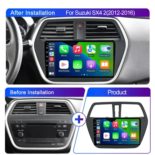 Imagen 2 del producto Android 15 Carplay Auto WIFI + 4G Radio de coche para Suzuki SX4-CROSS 2014-2017 reproductor de vídeo Multimedia navegación GPS unidad principal estéreo