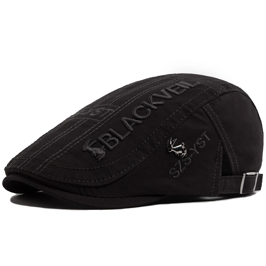 Männer Baskenmütze Mode Kaninchen Stickerei Flache Kappen Frühling Sommer Visier Für Männliche Mode Vintage Newsboy Cap Casual Berets Einstellbar