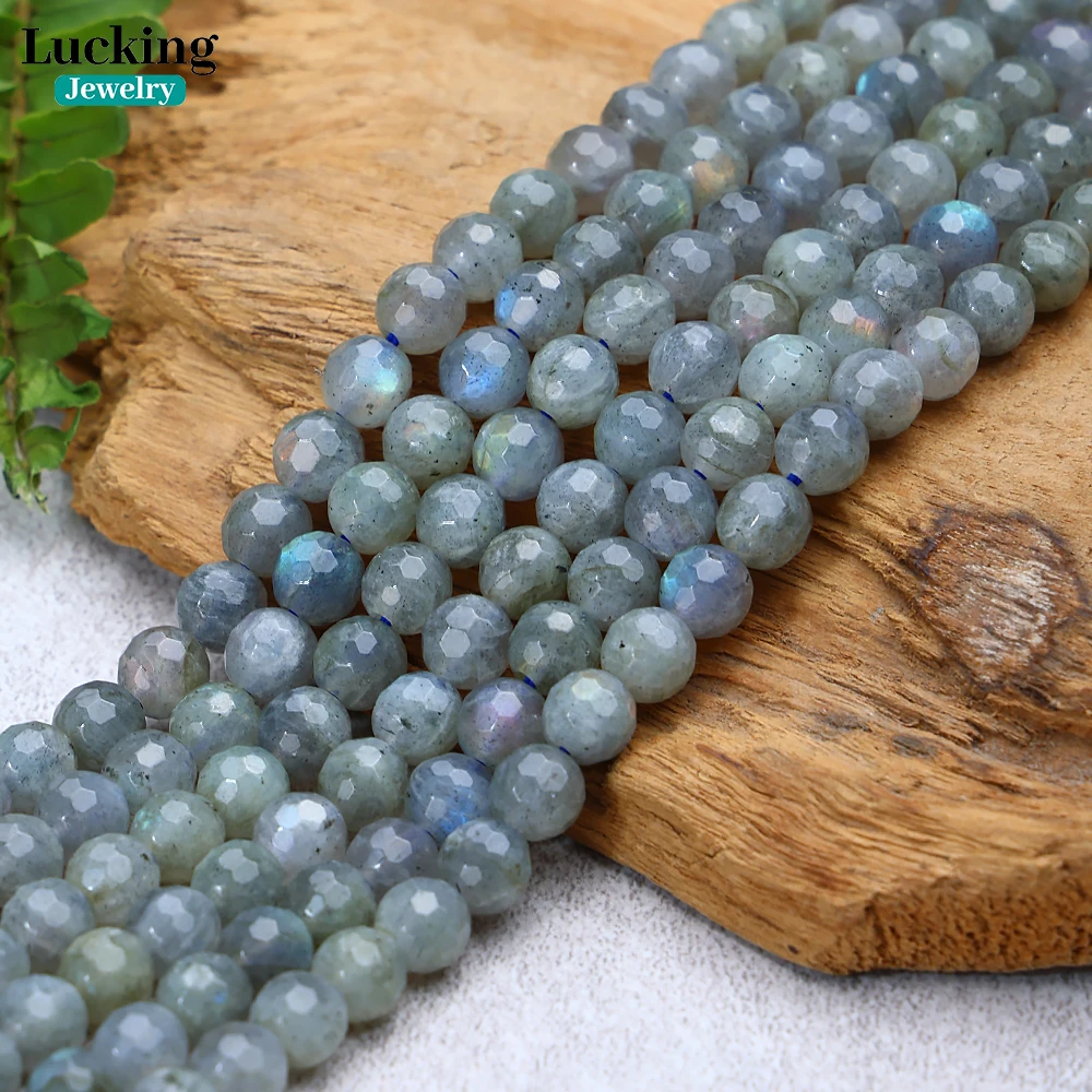 

Real Natural Madagascar Labradorite Faceted Loose Beads For Jewelry Making Bracelet Necklace DIY Accessories 6/8/10mm 15"