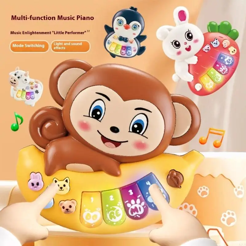 ポータブルチャイルドレンズ電子ピアノキーボード音楽学習おもちゃ動物ノイズ番号認識機器a2ub