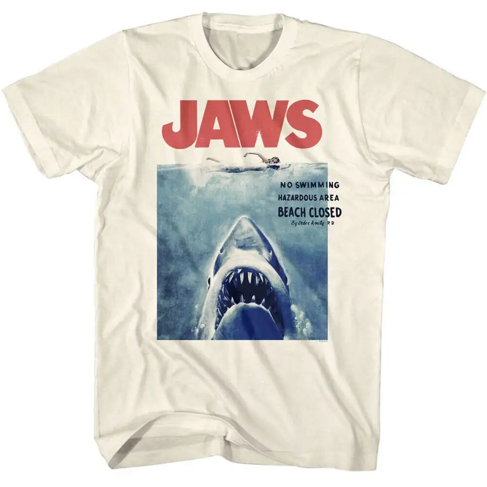 Jaws T Shirt Hazardous Area Shark Movie Poster