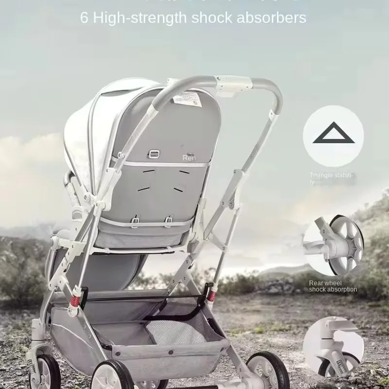 Four Seasons Universal Stroller Multifunctional Newborn Two-way Seat High Landscape Lightweight Folding Travel Baby Stroller