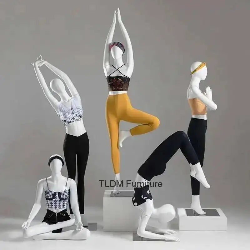

Rack with Yoga Full Body Exercise Display Clothing Clothing Store Female Model for Women's Clothing Mannequins Female Metal Base