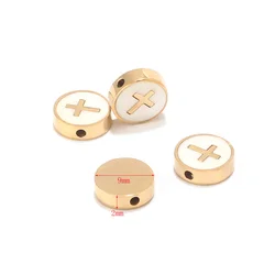 5pcs Stainless Steel Charm Round Heart Cross Spacer Beads Pendant Connectors For DIY Jewelry Making Findings Accessories